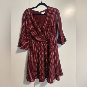 Le Kate Maroon Polka Dot Long Sleeve Dress